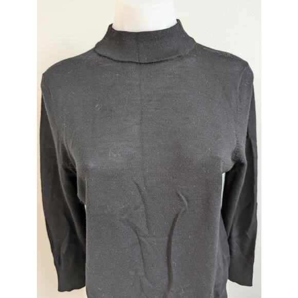 Moth by Anthropologie Size Medium Mock Neck Sweater Pullover Black Long Sleeves - Picture 3 of 10